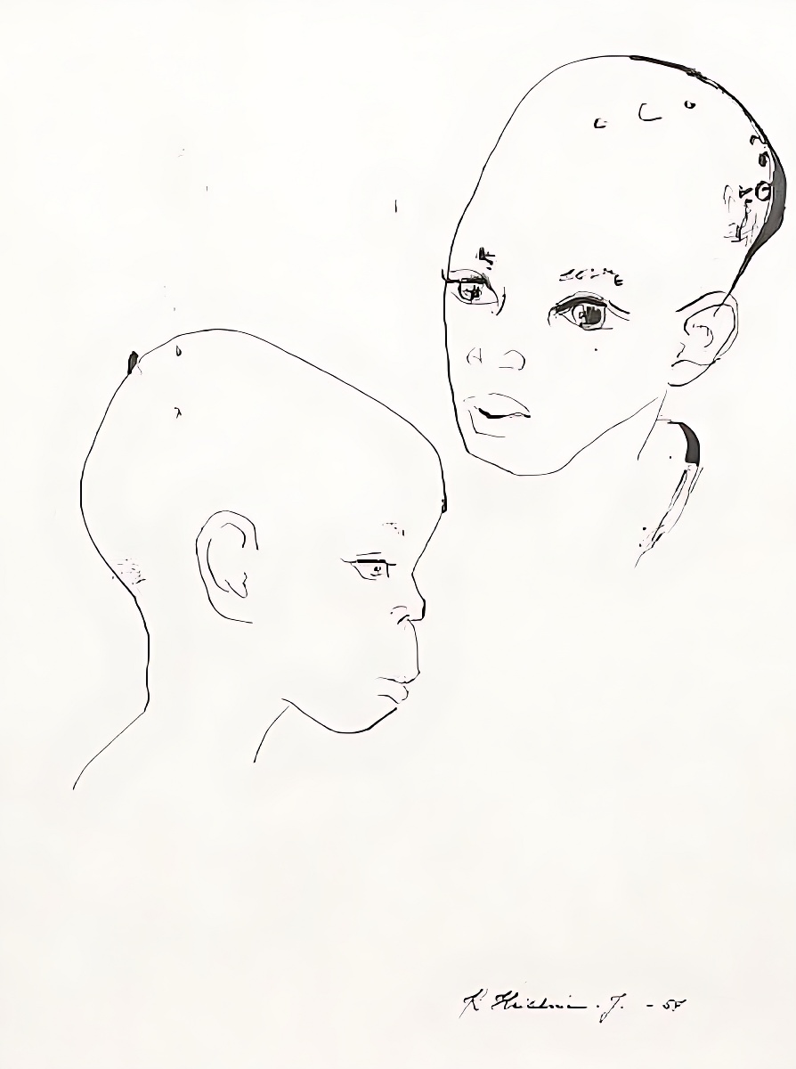 Two head studies of a boy