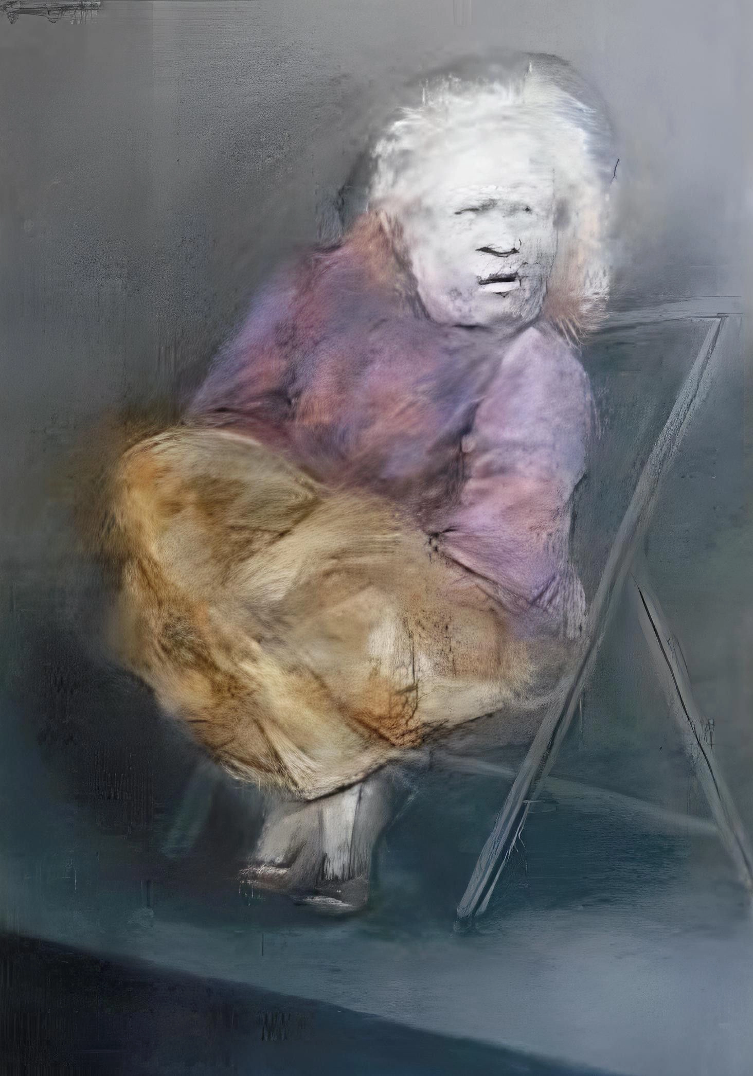 Perched on deck chair