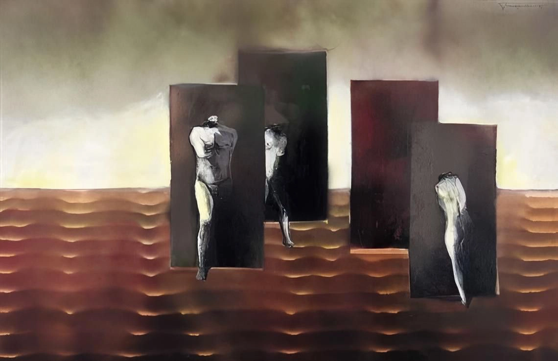 Surreal Landscape with Three Nude Figures