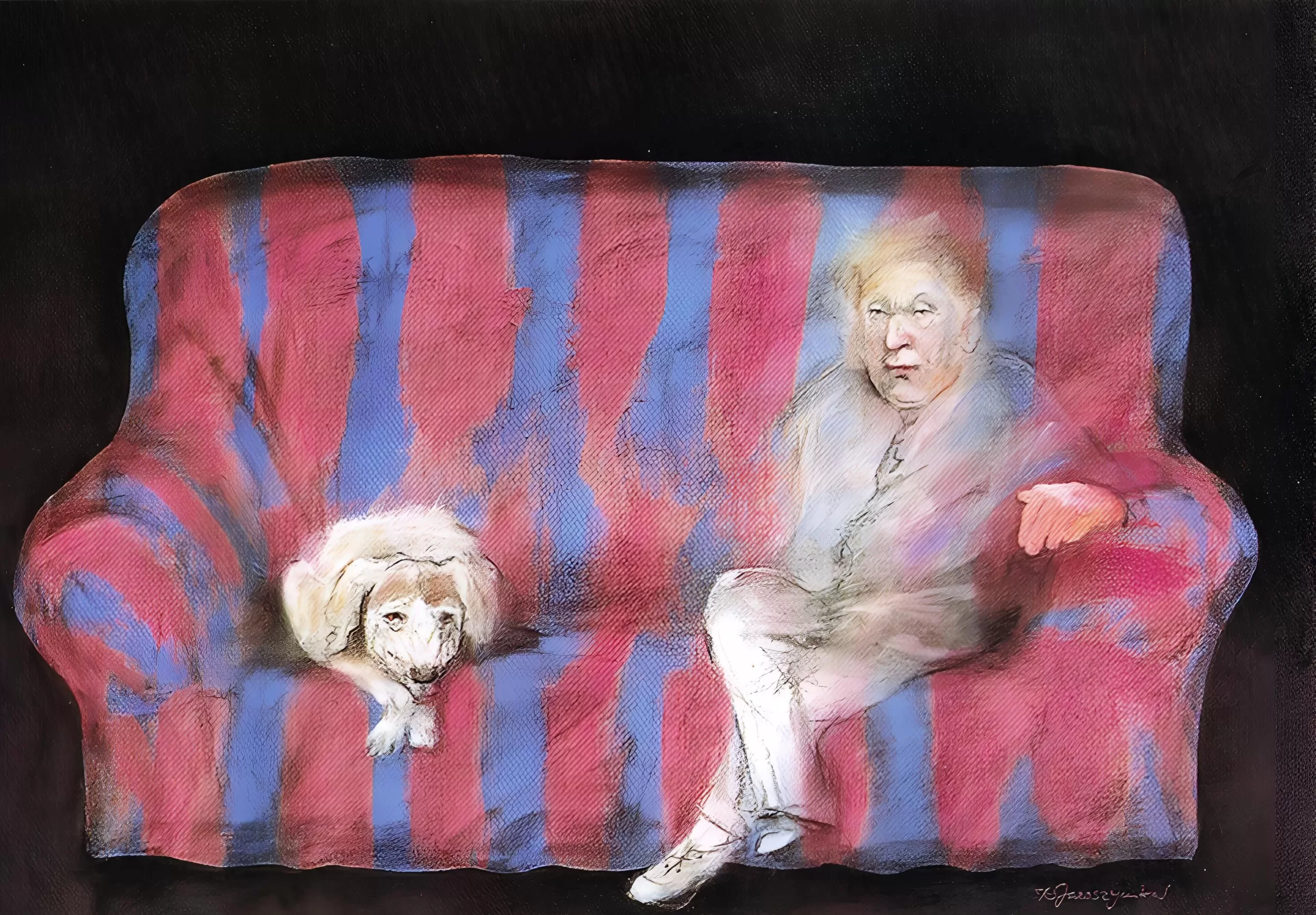 Figure and dog in sofa